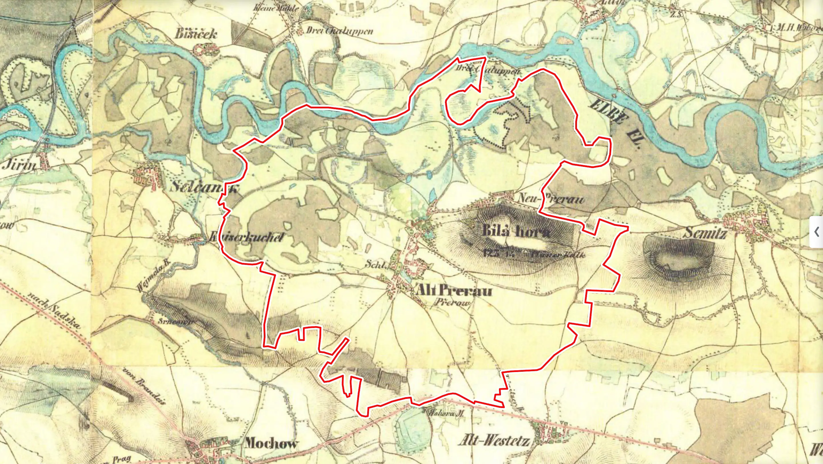 Mapa Přerov - 2. vojenské mapování
